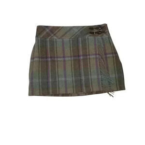 Lauren by Ralph Lauren plaid fringe trim mini skirt sz 16 W